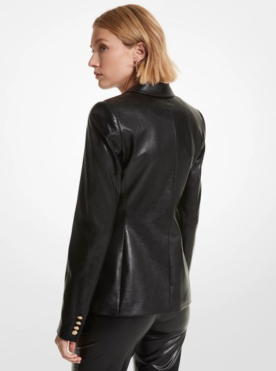 Leather Blazer in BLACK | Michael Kors