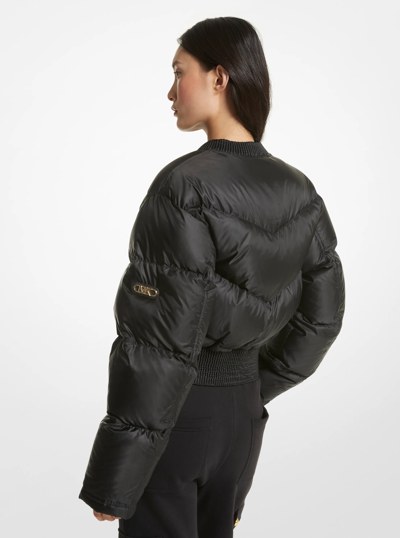 Satin Cir&eacute; Quilted Bomber Jacket