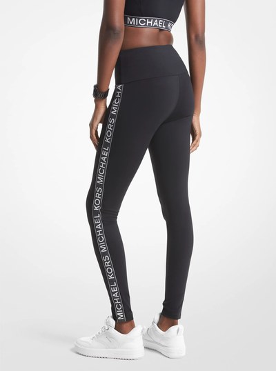 Stretch Nylon Logo Tape Leggings in BLACK | Michael Kors