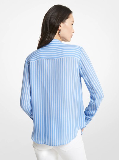 Striped Georgette Tie-Neck Blouse