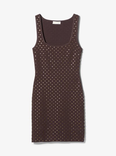 Studded Stretch Knit Tank Dress in CHOCOLATE | Michael Kors