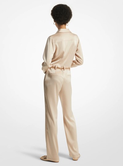 Satin Belted Jumpsuit in BUFF | Michael Kors