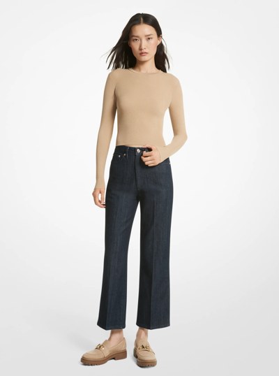 Stretch Denim Cropped Flared Jeans