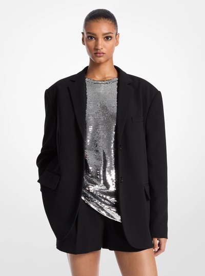 Oversized Crepe Blazer in BLACK | Michael Kors