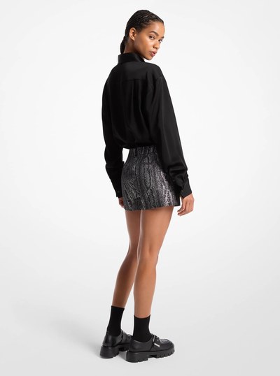 Metallic Moir&eacute; Shorts in BLACK/SILVER | Michael Kors