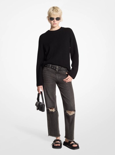 Ribbed Wool Sweater in BLACK | Michael Kors