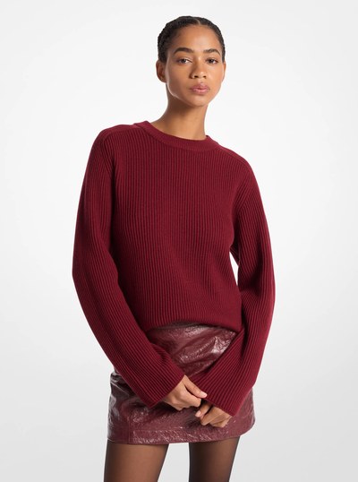 Ribbed Wool Sweater in DARK BRANDY | Michael Kors