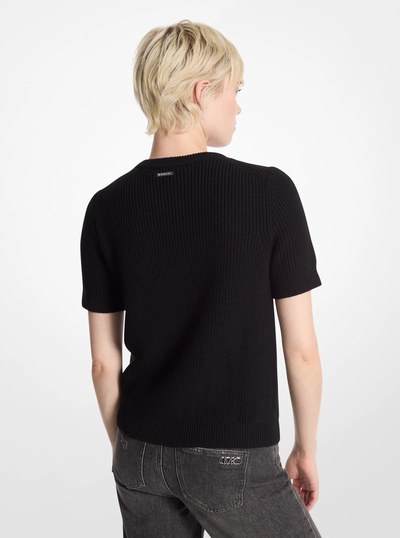 Chandail en laine &agrave; manches courtes in NOIR | Michael Kors