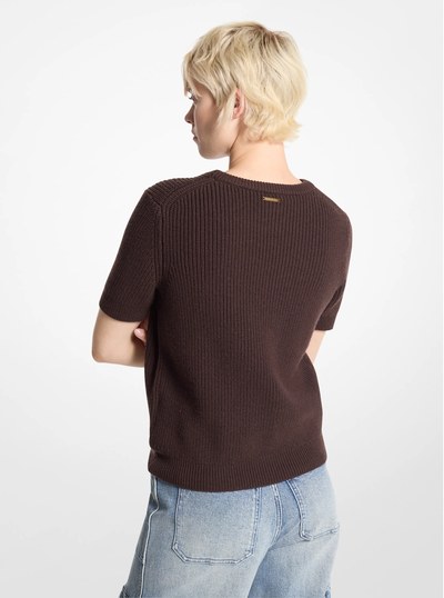 Wool Short-Sleeve Sweater in CHOCOLATE | Michael Kors