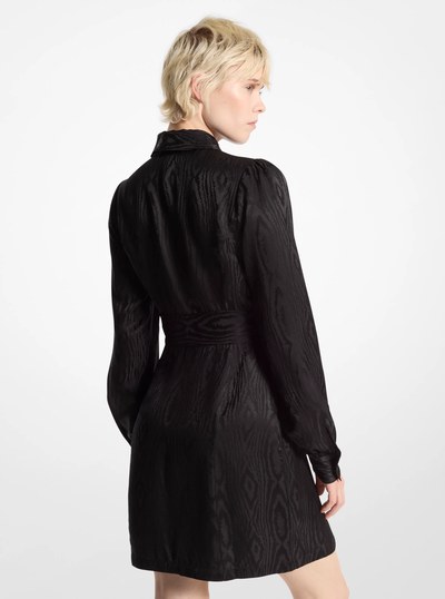 Moir&eacute; Tie-Neck Dress in BLACK | Michael Kors