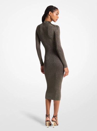 Metallic Knit Mock Neck Dress