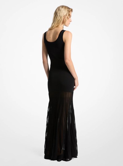 Stretch Viscose Blend Sheer Maxi Dress in BLACK | Michael Kors