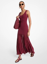 Stretch Viscose Blend Sheer Maxi Dress