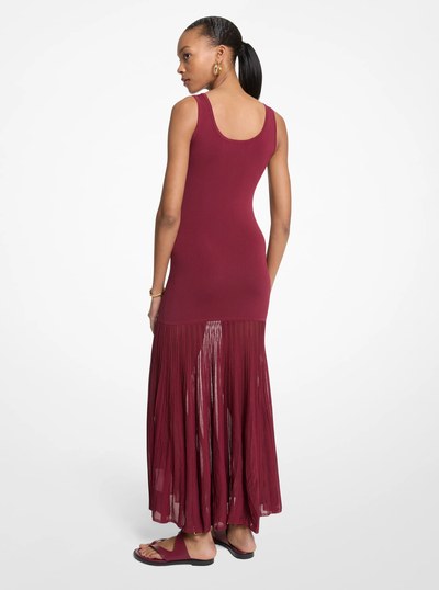 Stretch Viscose Blend Sheer Maxi Dress in DEEPMULBERRY | Michael Kors