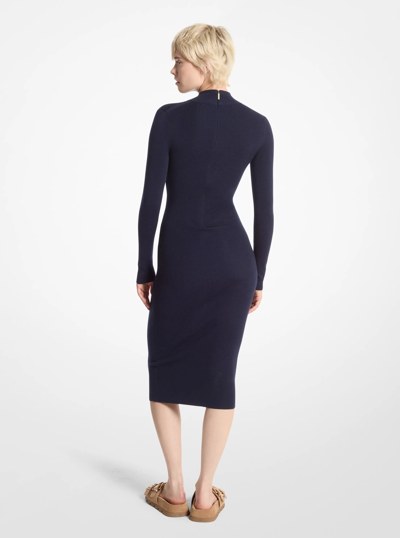 Stretch Wool Blend Mock Neck Dress