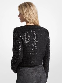 Veste courte en tweed &agrave; paillettes