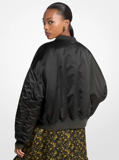 Satin Cir&eacute; Bomber Jacket in BLACK | Michael Kors
