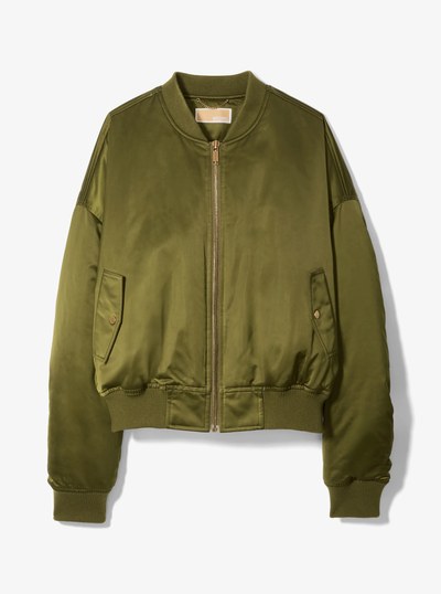 Satin Cir&eacute; Bomber Jacket in PISTACHIO | Michael Kors