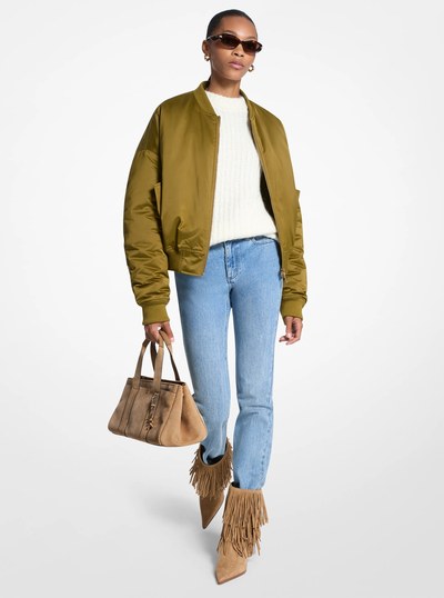Satin Cir&eacute; Bomber Jacket in PISTACHIO | Michael Kors