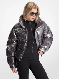Metallic Nylon Cir&eacute; Puffer Jacket
