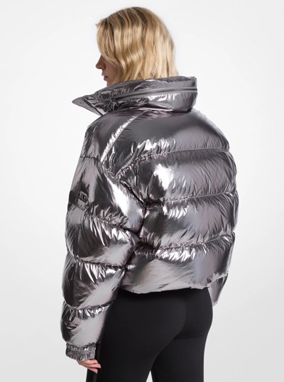 Metallic Nylon Cir&eacute; Puffer Jacket in GUNMETAL | Michael Kors