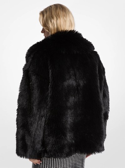 Faux Fur Peacoat in BLACK/BLACK | Michael Kors