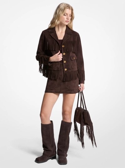 Fringed Suede Jacket in CHOCOLATE | Michael Kors