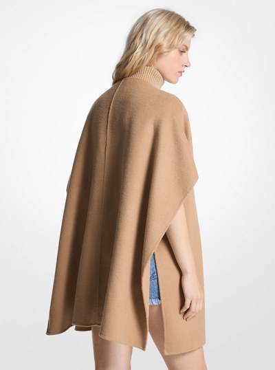 Double Face Wool Blend Cape in DARK CAMEL | Michael Kors