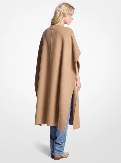 Double Face Wool Blend Cape in DARK CAMEL | Michael Kors