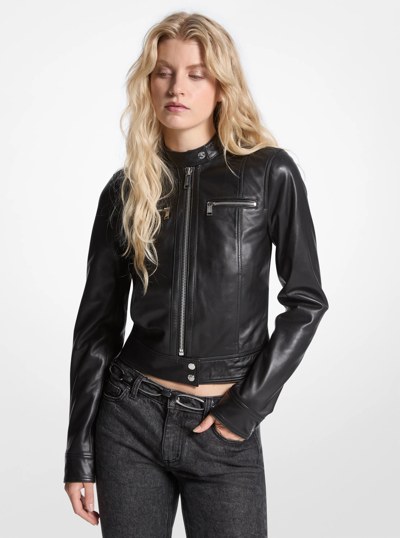 Leather Jacket in BLACK | Michael Kors
