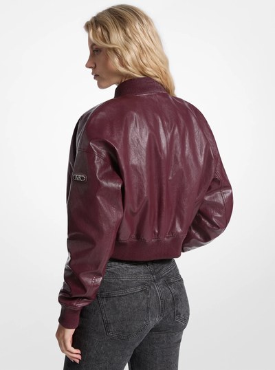 Cropped Bomber Jacket in OXBLOOD | Michael Kors