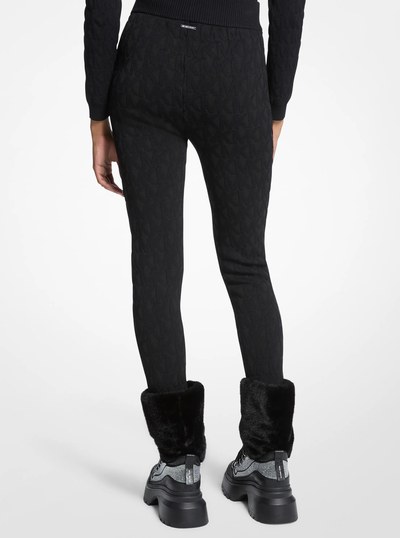 Legging de esqu&iacute; de tejido el&aacute;stico y logotipo en jacquard in NEGRO | Michael Kors