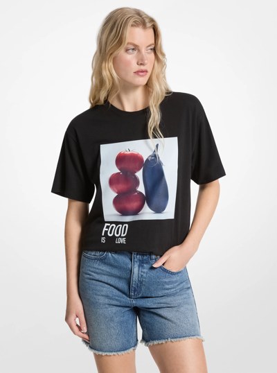Watch Hunger Stop Cotton T-Shirt in BLACK | Michael Kors