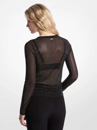 Embellished Mesh Top in BLACK | Michael Kors