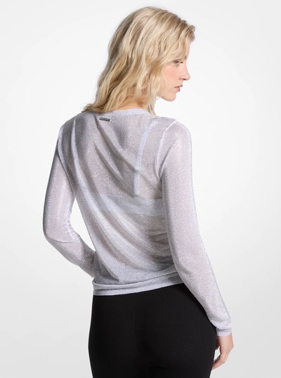 Embellished Mesh Top in WHITE | Michael Kors