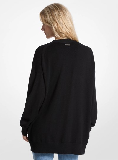 Oversized Wool Cardigan in BLACK | Michael Kors