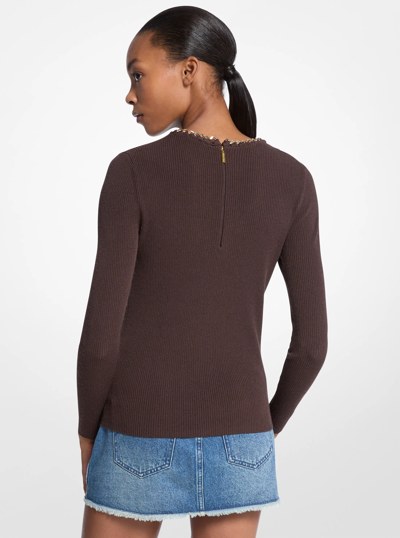 Chain Ribbed Viscose Blend Sweater in CHOCOLATE | Michael Kors