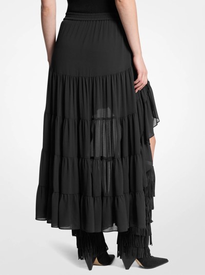 Georgette Tiered Skirt in BLACK | Michael Kors