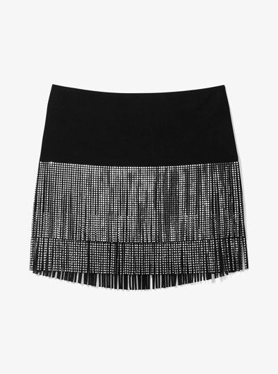 Studded Fringe Mini Skirt in BLACK | Michael Kors