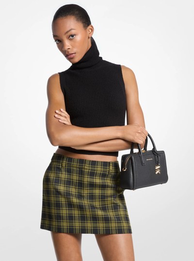 Plaid Print Stretch Wool Skirt in PISTACHIO | Michael Kors