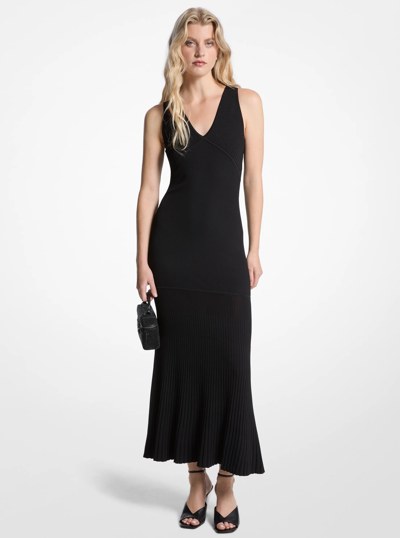 Ribbed Stretch Knit Tank Dress in BLACK | Michael Kors