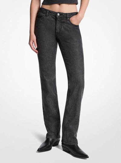 Stretch Denim Cigarette Jeans in CHARCOAL CRSH WASH | Michael Kors