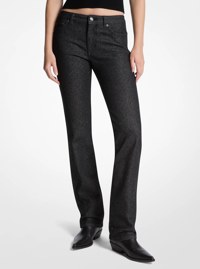 Jean cigarette en denim extensible &agrave; clous