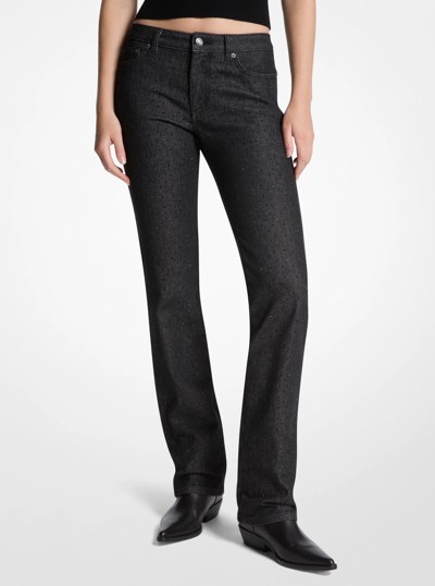 Jean cigarette en denim extensible &agrave; clous in NOIR D&Eacute;LAV&Eacute; | Michael Kors