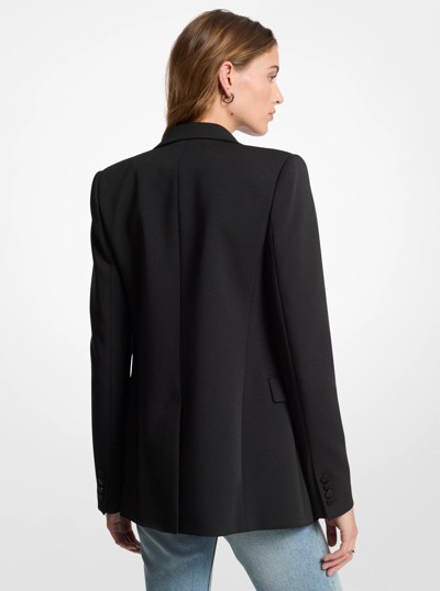 Feather Embellished Stretch Crepe Blazer in BLACK | Michael Kors