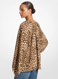 Leopard Print Georgette High-Low Blouse