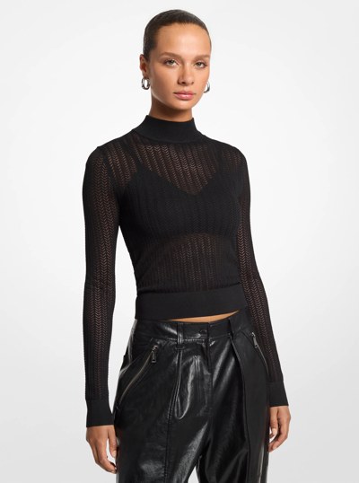 Knit Sheer Sweater in BLACK | Michael Kors