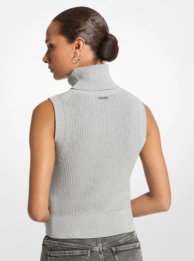 Wool Sleeveless Turtleneck Top in PEARL GREY | Michael Kors