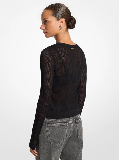 Pontelle Stretch Knit Cardigan in BLACK | Michael Kors