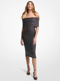 Studded Stretch Viscose Off-The-Shoulder Dress